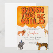 生まれて２つでワイルド　お誕生日おめでとう 招待状 (正面/裏面)