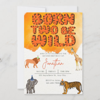 生まれて２つでワイルド　お誕生日おめでとう 招待状