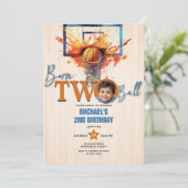 生まれて2年のバスケットボール少年の誕生日パーティー 招待状 (スタンド正面)