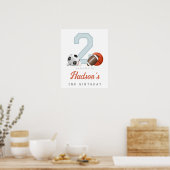 生まれて2年のボール歓迎看板スポーツ2歳誕生日飾り ポスター (キッチン)