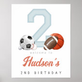 生まれて2年のボール歓迎看板スポーツ2歳誕生日飾り ポスター (正面)