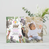 生まれて2年！ワイルドサファリ 2歳誕生日写真 招待状 (スタンド正面)