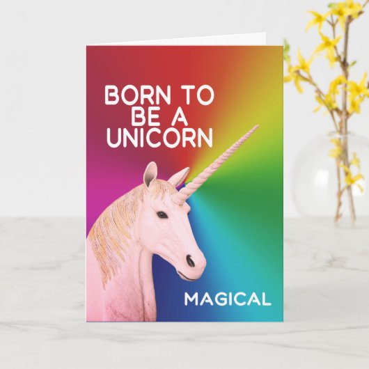 生まれの頭に魔法の虹 カード (黄色い花)