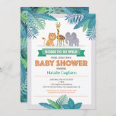 生まれる野生のジャングルサファリのベビーシャワーの招待状 招待状 (正面/裏面)