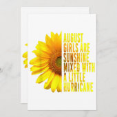 生まれイン威厳がある女性誕生日ひまわり恋人Flo 招待状 (正面/裏面)