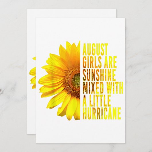 生まれイン威厳がある女性誕生日ひまわり恋人Flo 招待状 (正面/裏面)