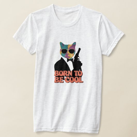生まれカラフル猫にクールなる Tシャツ (レイダウン)
