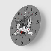 生まれトロ&ギタ転がーロカビリーTattooスタイル ラウンド壁時計 (傾斜)