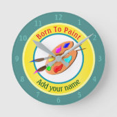 生まれパーソナライズされたへ絵を描 ラウンド壁時計 (正面)