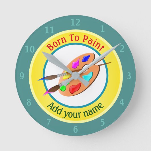 生まれパーソナライズされたへ絵を描 ラウンド壁時計 (正面)