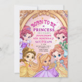 「生まれプリンセスになること」女子5歳の誕生日パーティー 招待状 (正面)