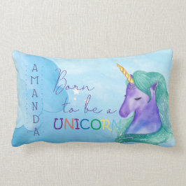 生まれユニコーンかわいい青い水色名 ランバークッション