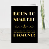 生まれヴィンテージの誕生日金ゴールドを輝かせる 箔グリーティングカード (正面)