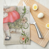 生まれヴィンテージ女の子を焼くカスタマイズ- キッチンタオル (四つ折り)