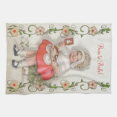 生まれヴィンテージ女の子を焼くカスタマイズ- キッチンタオル (横)