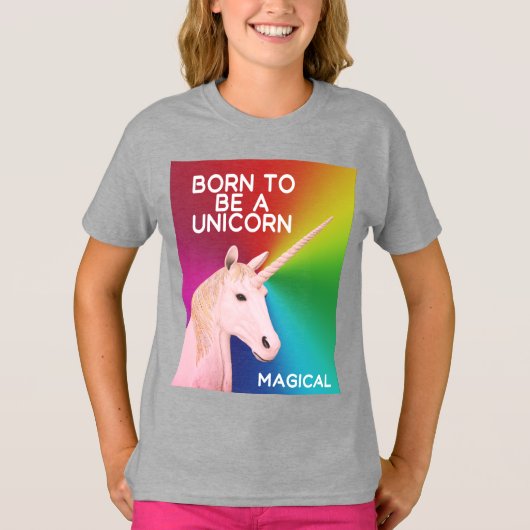 生まれ一角像の魔法の虹の少女になる Tシャツ (正面)