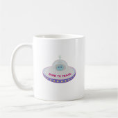 生まれ可愛いエイリアン&ソーサー飛んでいる旅行 コーヒーマグカップ (左)