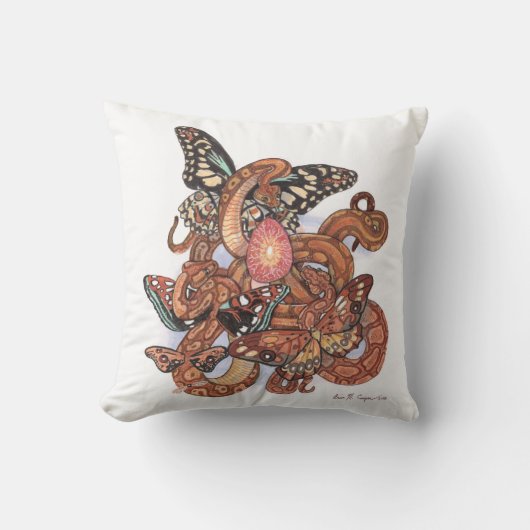 生まれ変わる秘伝の蝶ヘビの芸術 クッション (正面)
