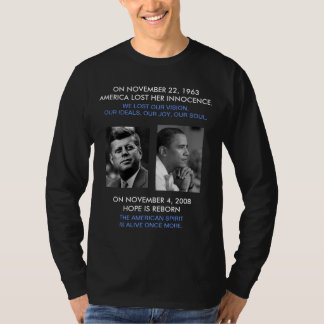 生まれ変わるFRONT/BACK JFK/OBAMA/Americanの精神かスピーチ Tシャツ