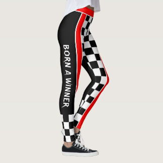 生まれ市松模様に白の勝者 レギンス