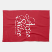 生まれ感動的て輝く信仰クリスマスレッド キッチンタオル (横)