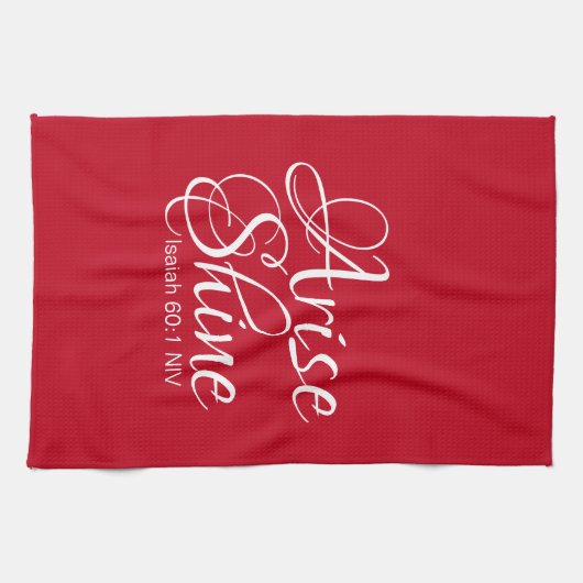 生まれ感動的て輝く信仰クリスマスレッド キッチンタオル (横)