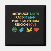 生まれ故郷の地球レース人間の政治自由 マグネット (正面)