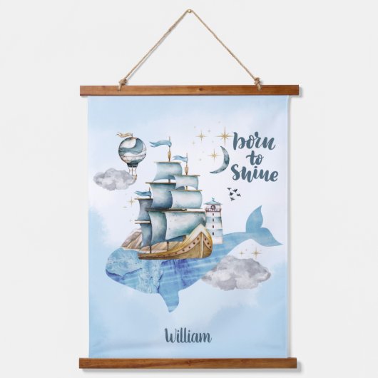 生まれ海で輝くカスタマイズ可能 吊り下げ型タペストリー (正面)