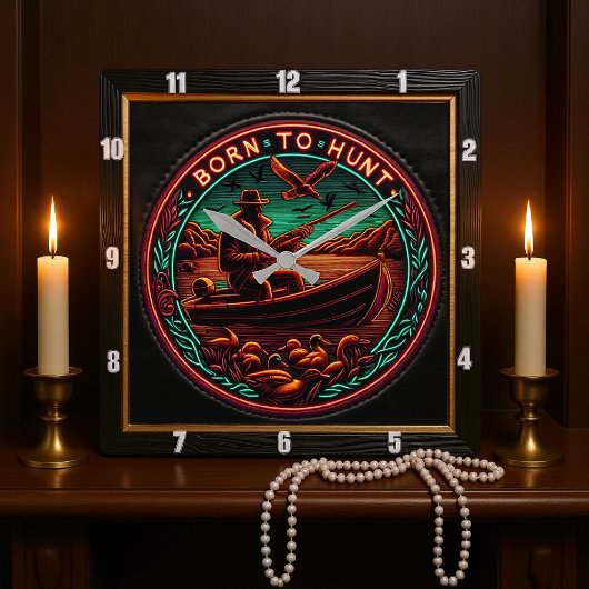 生まれ狩人の呼び声を狩りする スクエア壁時計