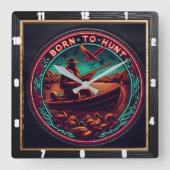 生まれ狩人の呼び声を狩りする スクエア壁時計 (正面)