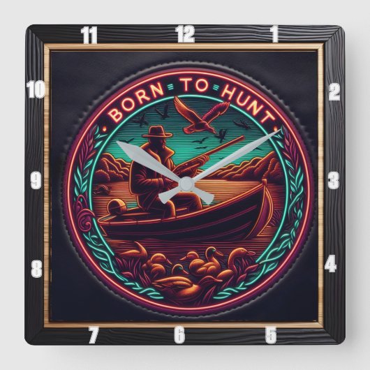 生まれ狩人の呼び声を狩りする スクエア壁時計 (正面)