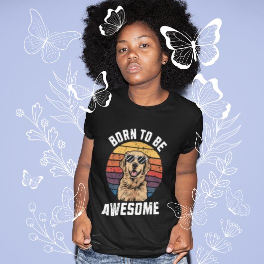 生まれ素晴らしレトロサンセットゴールデンレトリバードッグ トライブレンドＴシャツ