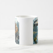 生まれ素朴魚釣りおじいちゃん コーヒーマグカップ (中央)