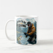 生まれ素朴魚釣りおじいちゃん コーヒーマグカップ (左)