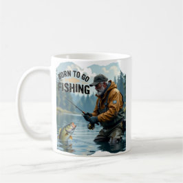 生まれ素朴魚釣りおじいちゃん コーヒーマグカップ