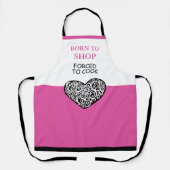 生まれ調理師おもしろいピンクエプロン エプロン (正面)