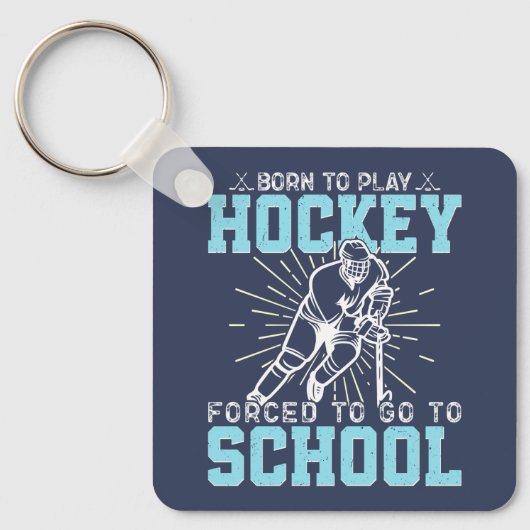 生まれ遊ホッケーで学校に行かされおもしろいる キーホルダー (正面)