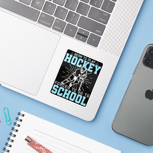 生まれ遊ホッケーで学校に行かされおもしろいる シール (ノートパソコンとiPhone)