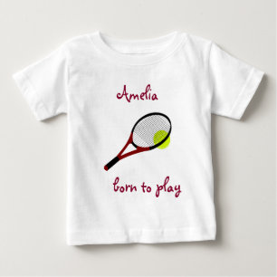 生まれ遊To, Tennis Ball and Racet, Personalize ベビーTシャツ