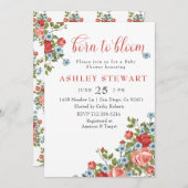 生まれ開花へワイルドフラワー赤ちゃんシャワー 招待状 (正面/裏面)