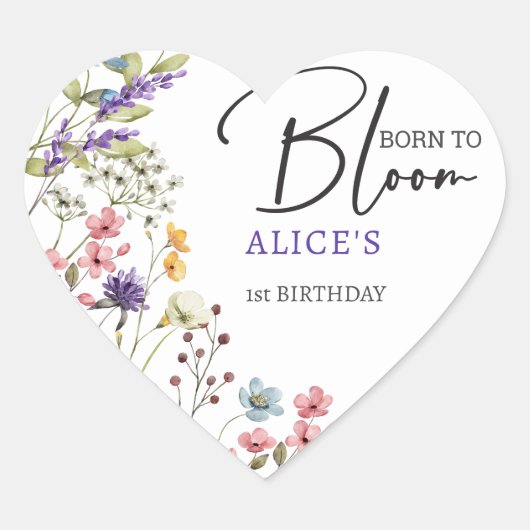 生まれ開花子供の誕生日 ハートシール (正面)
