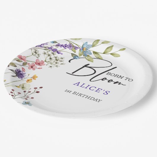 生まれ開花子供の誕生日 ペーパープレート (アングル)