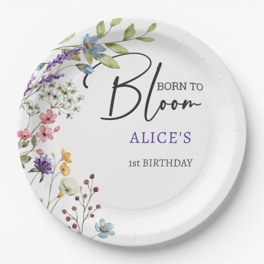 生まれ開花子供の誕生日 ペーパープレート (正面)