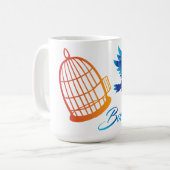 生まれ飛びる – 感動的 Blue Bird Freedom コーヒーマグカップ (正面左)