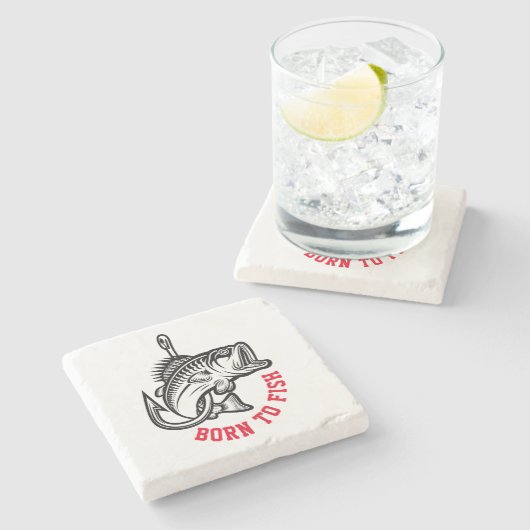 生まれ魚を釣る ストーンコースター (横)