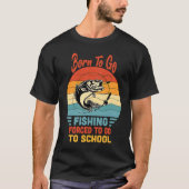 生まれ魚釣りが学校ヴィンテージへ行かされた Tシャツ (正面)