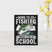生まれ魚釣り強制おもしろい学魚少年K行く カード (黄色い花)