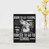 生まれ魚釣りB魚漁師ボーイキッド行くおもしろい カード (黄色い花)