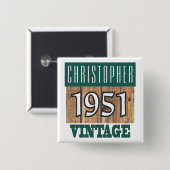 生まれ1951年パーソナライズされたの誕生 缶バッジ (正面&裏面)