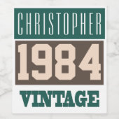 生まれ1984年パーソナライズされたの誕生 ワインラベル (シングルラベル)